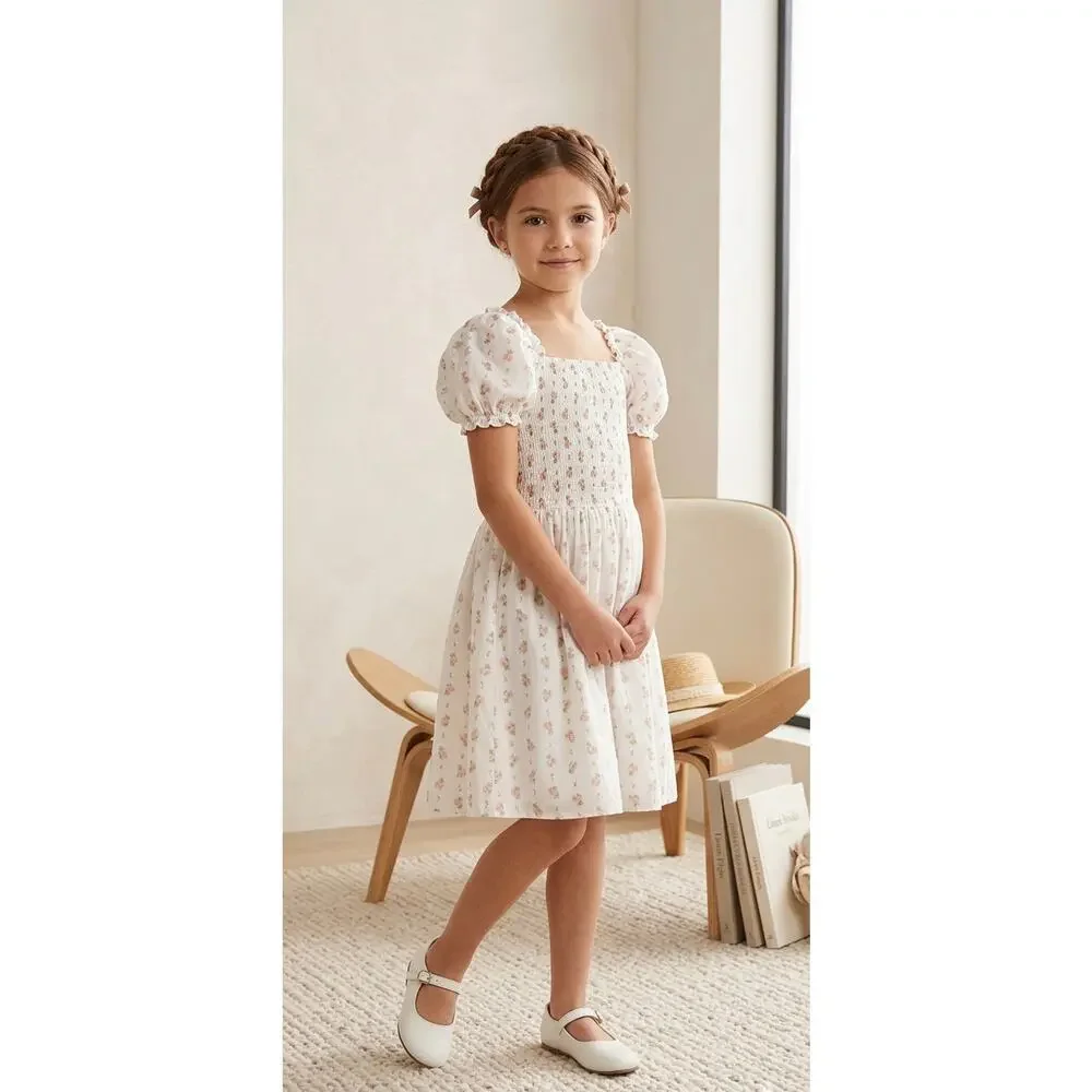 NWT❤️Janie and Jack The Grace Floral Smocked Puff Sleeve Dress sz8